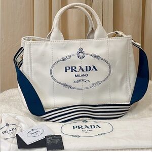 Authenticated HUGE PRADA 2Way Canapa Tote Bag✨